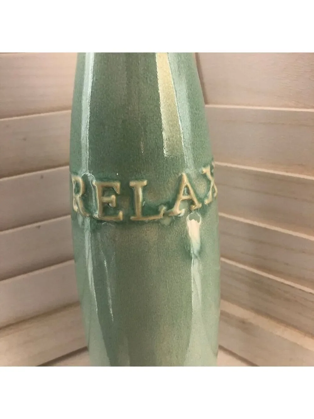 Art Pottery Vase Ceramic Relax Imprint Seafoam Green